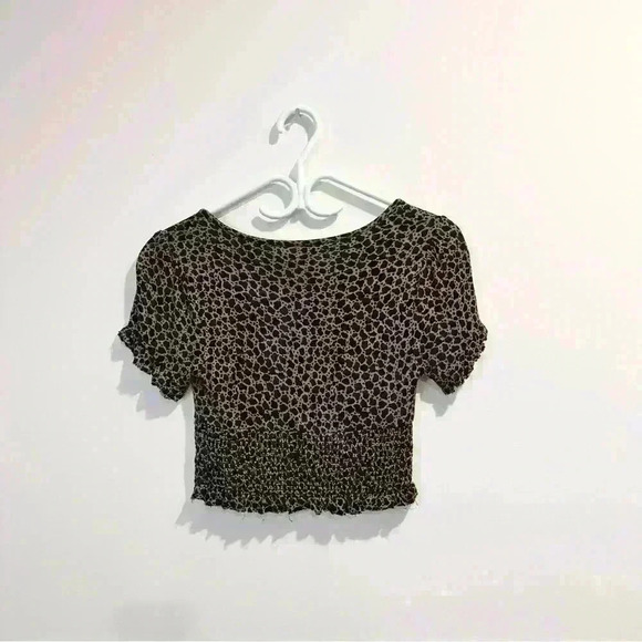 Urban Outfitters | womens small leopard print crop top with  ruffles and buttons - Picture 3 of 5